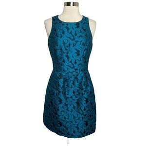 Anthropologie Tabitha Teal Brocade Sleeveless Dress Size 4